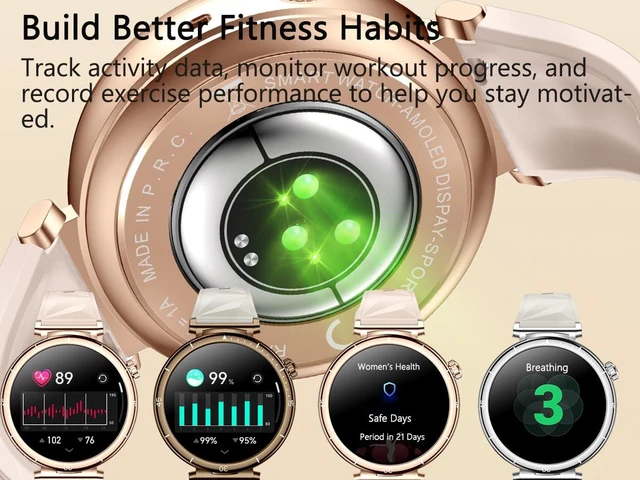 Alt view image 7 of 7 - Smart Watch with Earbuds for Women, 1.43 AMOLED Display + Crystal Bling Band, BT Calling, Heart Rate Monitor, Sleep Tracking, Fitness Tracker, Compatible with Android & iPhone