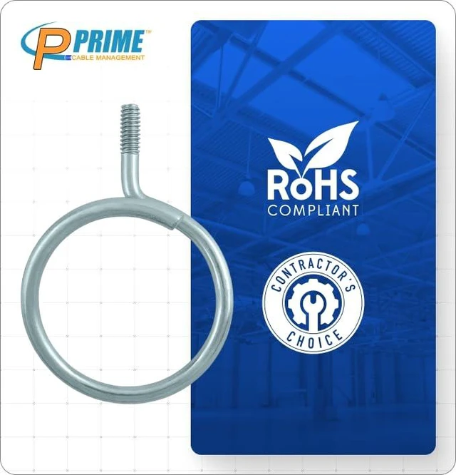 Alt view image 2 of 5 - Premium Heavy Duty Bridle Rings 100 Pack 2 Inch Diameter, 1/4"-20 Thread Professional Threaded Cable & Wire Support Hangers (Zinc-Plated Steel)