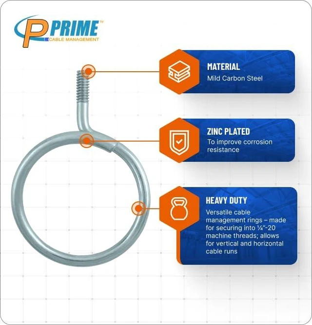 Alt view image 3 of 5 - Premium Heavy Duty Bridle Rings 100 Pack 2 Inch Diameter, 1/4"-20 Thread Professional Threaded Cable & Wire Support Hangers (Zinc-Plated Steel)