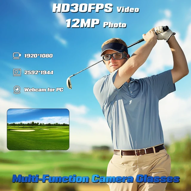 Alt view image 2 of 7 - Camera Glasses with Bluetooth, Smart Sunglasses Camera 1080P Sport Action Video Camera, Video Glasses for Men with Earphone, Wearable Cam with Polarized Lens for Outdoor Sports Cycling