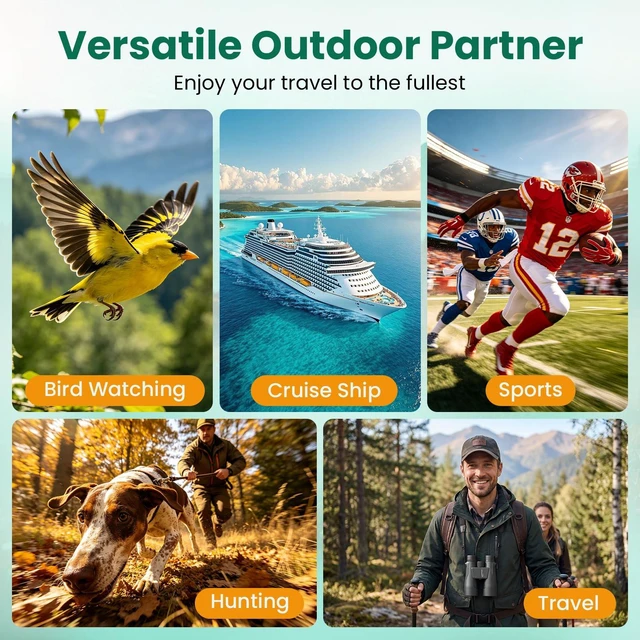 Alt view image 7 of 7 - 15x56 Binoculars for Adults High Powered Cruise Ship Bird, BAK4 Bird Watching, FMC, Large View, Large Lens, Clear Low Light Vision, Wide IPD Range, Non-Slip, Hunting Travel, Gift Men Black
