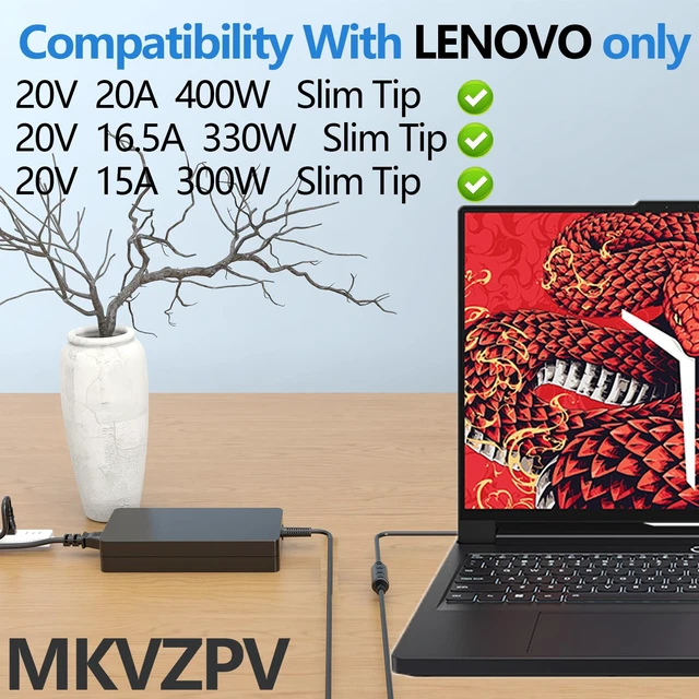Alt view image 3 of 6 - 400W Ac Adapter 20V 20A ADL400SDC3A ADL400SCC3A Compatible with Lenovo Legion Pro 7i 9i RTX 5090 5080 Gaming Laptop Charger
