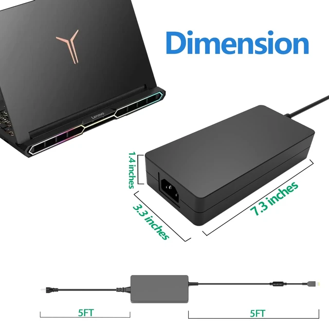 Alt view image 4 of 6 - 400W Ac Adapter 20V 20A ADL400SDC3A ADL400SCC3A Compatible with Lenovo Legion Pro 7i 9i RTX 5090 5080 Gaming Laptop Charger