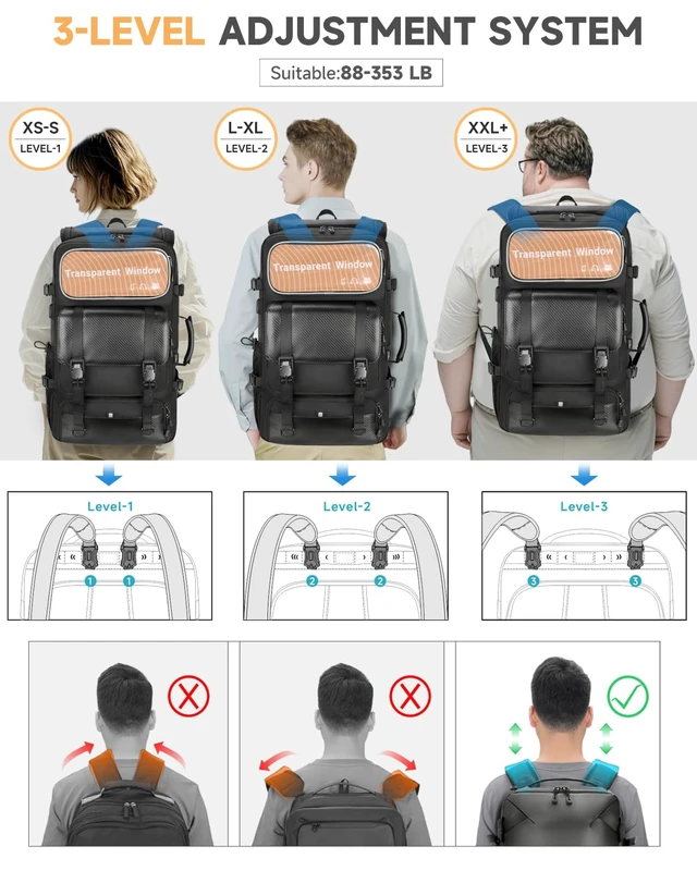 Alt view image 2 of 7 - Travel backpack for men,60L Extra Large Carry on Backpack Durable Convertible Duffle Bag with Shoe Compartment Fit for 17 Inch Laptop for travel, camping,Weekender Hiking