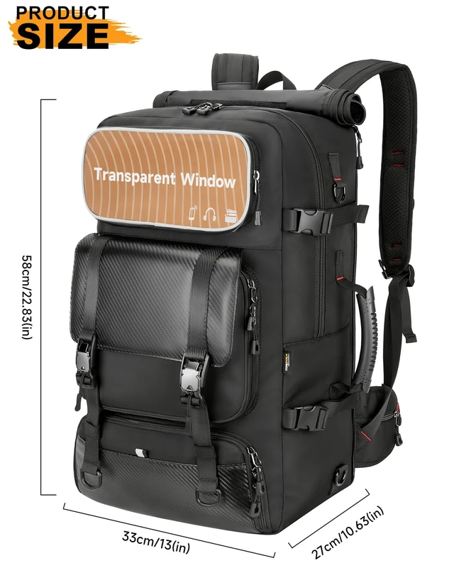 Alt view image 5 of 7 - Travel backpack for men,60L Extra Large Carry on Backpack Durable Convertible Duffle Bag with Shoe Compartment Fit for 17 Inch Laptop for travel, camping,Weekender Hiking