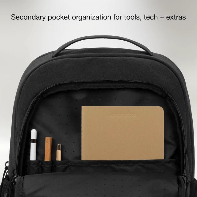 Alt view image 5 of 7 - Facet 25L Durable Travel Backpack + Laptop Bag with Computer Sleeve with Quick Release Strap - Carry On Backpack (Black, 25L)