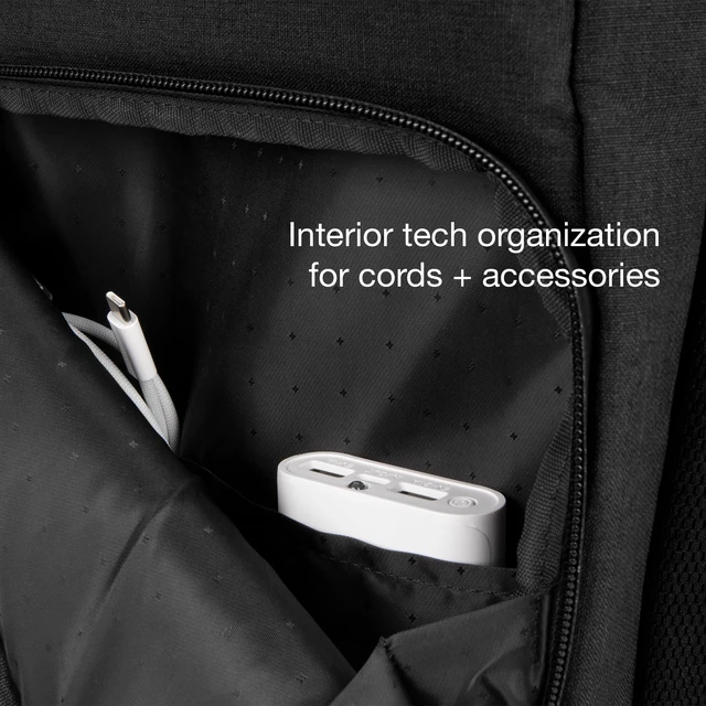 Alt view image 7 of 7 - Facet 25L Durable Travel Backpack + Laptop Bag with Computer Sleeve with Quick Release Strap - Carry On Backpack (Black, 25L)