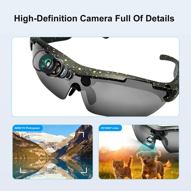 Alt view image 6 of 7 - AI Smart Sports Glasses with 8MP Camera, 4K Video Recording Glasses Cycling Sunglasses with Anti-Shake Camera, Replaceable Lenses,Translation, AI Assistant,Object Recognition, IP64 Waterproof