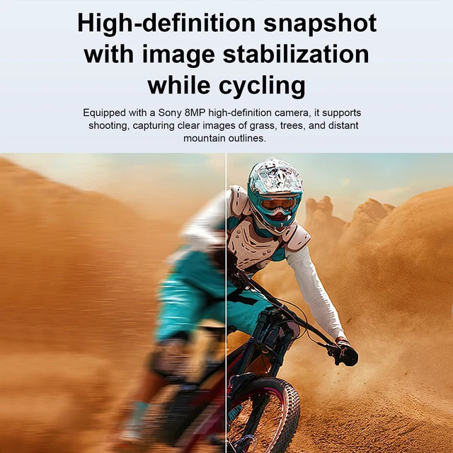 Alt view image 3 of 7 - AI Smart Sports Glasses with 8MP Camera, 4K Video Recording Glasses Cycling Sunglasses with Anti-Shake Camera, Replaceable Lenses,Translation, AI Assistant,Object Recognition, IP64 Waterproof