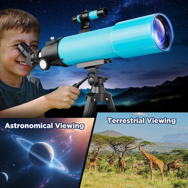 Alt view image 6 of 7 - 90mm Refractor Telescope for Adults & Kids: 150X Scope with 133cm Tripod 90mm Large Aperture, Fully Multi-Coated Optics, Brighter Views, Higher Contrast, 20X-150X Magnification, Tool-Free Setup