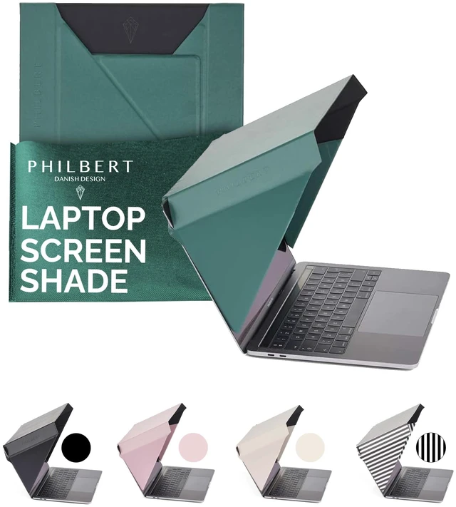 Main image of 4-in-1 Laptop Screen Shade Original Slim Hood Sun, Privacy, Heat & Contrast Protection, Lightweight & Travel-Friendly, Fits 1516 MacBook & PC, Patented, Green