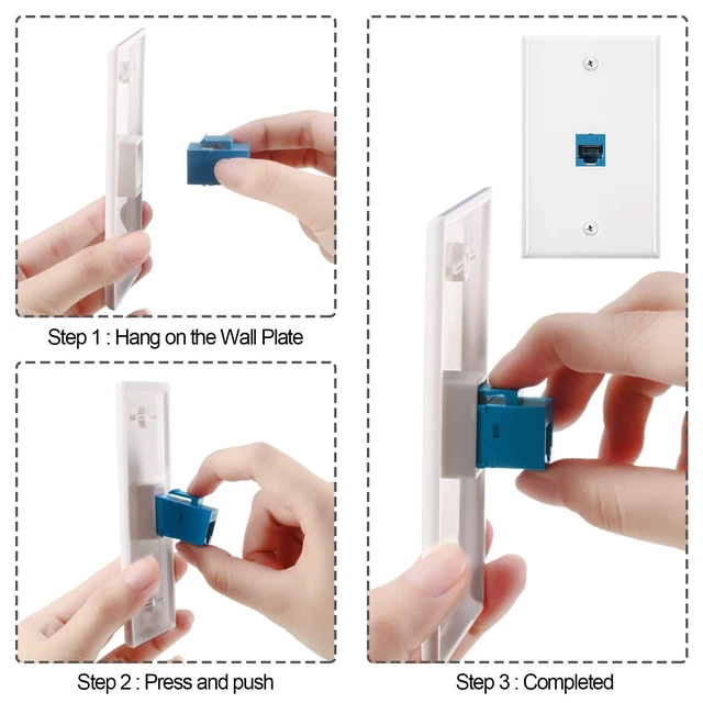 Alt view image 2 of 7 - 30 Pack Ethernet Wall Plate with Single Port Rj45 Cat6 Female to Female Wall Jack Inline Coupler Plates Ethernet Cable Faceplates (White)