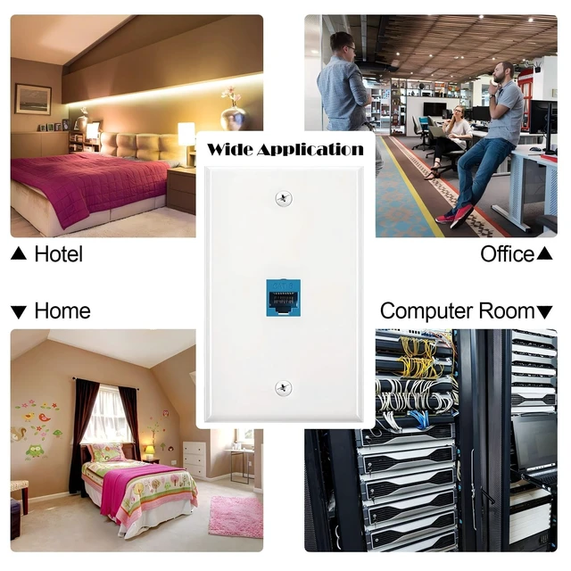 Alt view image 5 of 7 - 30 Pack Ethernet Wall Plate with Single Port Rj45 Cat6 Female to Female Wall Jack Inline Coupler Plates Ethernet Cable Faceplates (White)