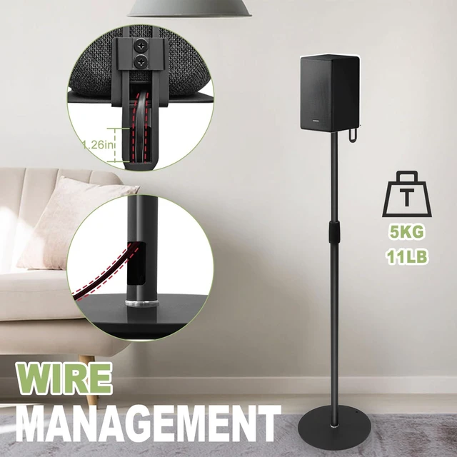 Alt view image 5 of 7 - 29.5-55.9" Speaker Stands Pair for Surround Sound, 17lbs Capacity Black Alloy Steel Bookshelf Tall Speaker Stands Compatible with Bose Sony JBL Samsung Polk Yamaha,Cable Management