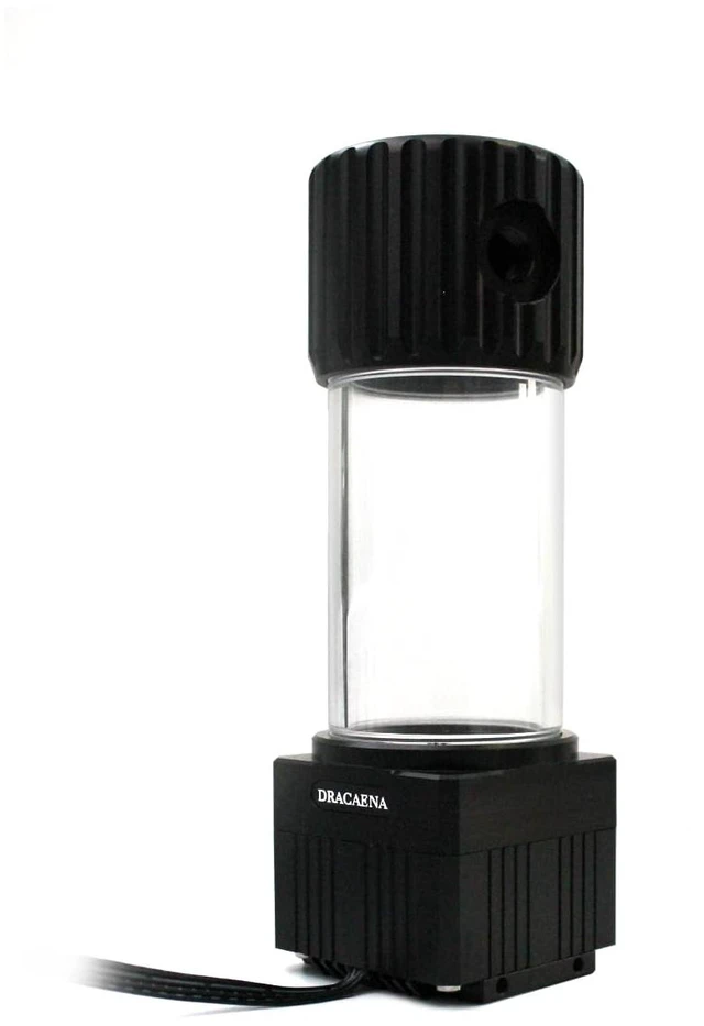 Main image of Dracaena.io 780L/H PC Water Cooling Pump, 200ml Reservoir, 18W, G1/4, Black 5-6m Head · Brushless Microprocessor Motor · 5x G1/4 Ports · Acrylic+POM+Aluminum Alloy · Includes Mounting Kit
