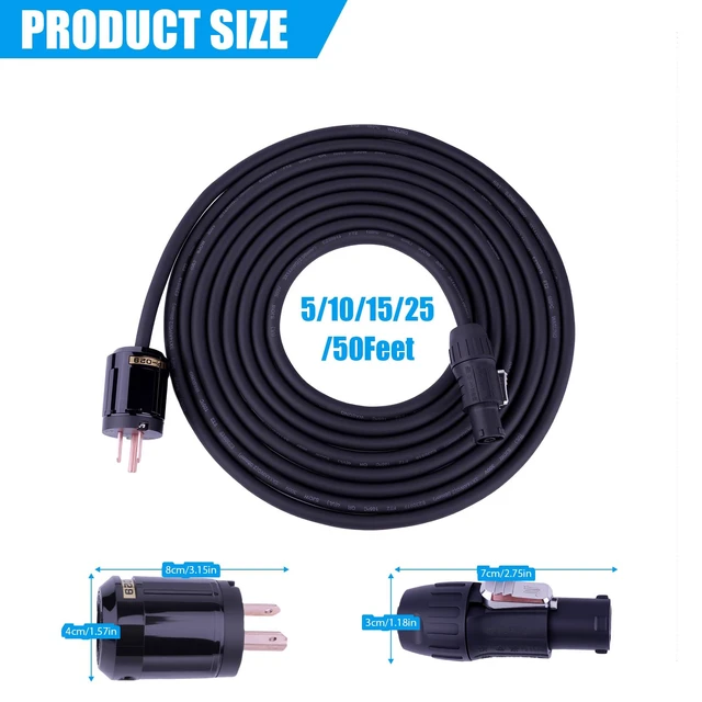 Alt view image 2 of 5 - Toronce IP65 Profeesional Hand-Built 14 AWG Male NEMA5-15P to SAC3FX PowerCON True Cable (25Feet)