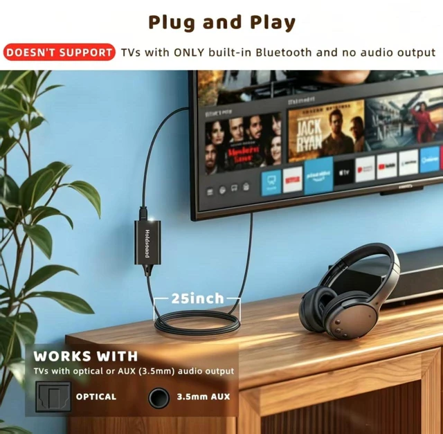 Alt view image 2 of 7 - BKM700 Wireless Headphones for TV withTransmitter Bluetooth TV Headphones Wireless,Auto-Pairing,No Latency,Up to 165 ft, 40 Hrs Battery, Loud Clear Sound for Seniors