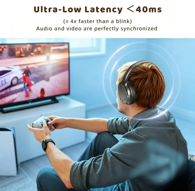Alt view image 5 of 7 - BKM700 Wireless Headphones for TV withTransmitter Bluetooth TV Headphones Wireless,Auto-Pairing,No Latency,Up to 165 ft, 40 Hrs Battery, Loud Clear Sound for Seniors