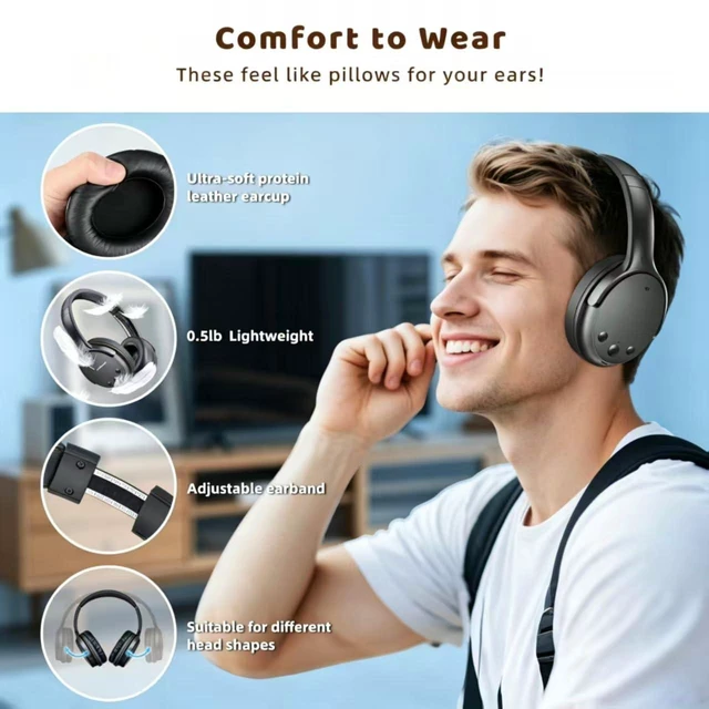 Alt view image 7 of 7 - BKM700 Wireless Headphones for TV withTransmitter Bluetooth TV Headphones Wireless,Auto-Pairing,No Latency,Up to 165 ft, 40 Hrs Battery, Loud Clear Sound for Seniors