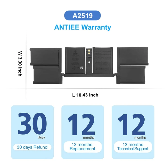 Alt view image 7 of 7 - A2519 Laptop Battery Replacement for MacBook Pro 14 inch A2442 (Late 2021) M1 MAX 10 CPU 24 GPU (Late 2021) A2442 Battery with Tools EMC3650 11.47V 69.6Wh Easy Installation, Long Battery Life
