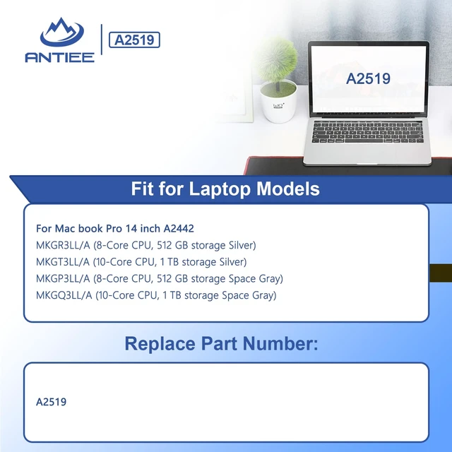 Alt view image 3 of 7 - A2519 Laptop Battery Replacement for MacBook Pro 14 inch A2442 (Late 2021) M1 MAX 10 CPU 24 GPU (Late 2021) A2442 Battery with Tools EMC3650 11.47V 69.6Wh Easy Installation, Long Battery Life