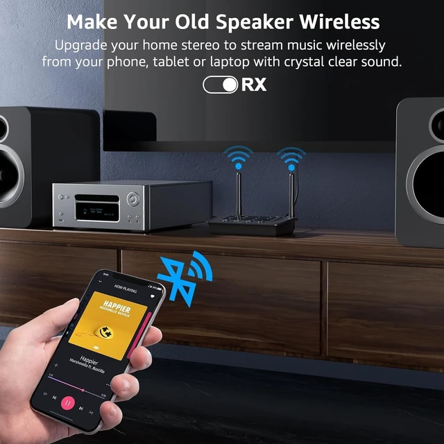 Alt view image 5 of 7 - B03S Bluetooth 5.3 Transmitter Receiver for TV Home Stereo Optical RCA AUX Wireless Audio Adapter w/Audiophile DAC, aptX Adaptive/LL/HD, Dual Link, Volume Control, Soundbar Passthrough