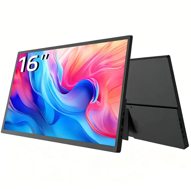 Main image of 16" Portable Monitor, 1920x1200 IPS USB C HDMI Ultra Slim 16:10 External Display with Adjustable Kickstand, Travel Monitor for Laptop PC Phone Gaming Console