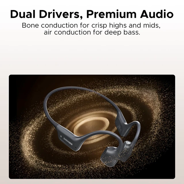 Alt view image 3 of 7 - Bone Air Swim Bone Conduction Headphones Open Ear Wireless Waterproof Headphones 64GB IP68 Dual Conduction Headphones 8H Playtime Open Ear Sports Headphones for Cycling Swiming - DGray