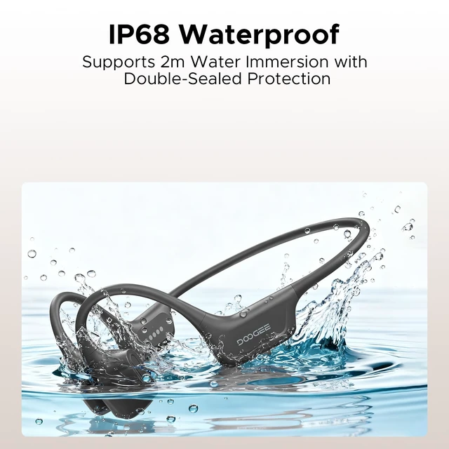 Alt view image 4 of 7 - Bone Air Swim Bone Conduction Headphones Open Ear Wireless Waterproof Headphones 64GB IP68 Dual Conduction Headphones 8H Playtime Open Ear Sports Headphones for Cycling Swiming - DGray