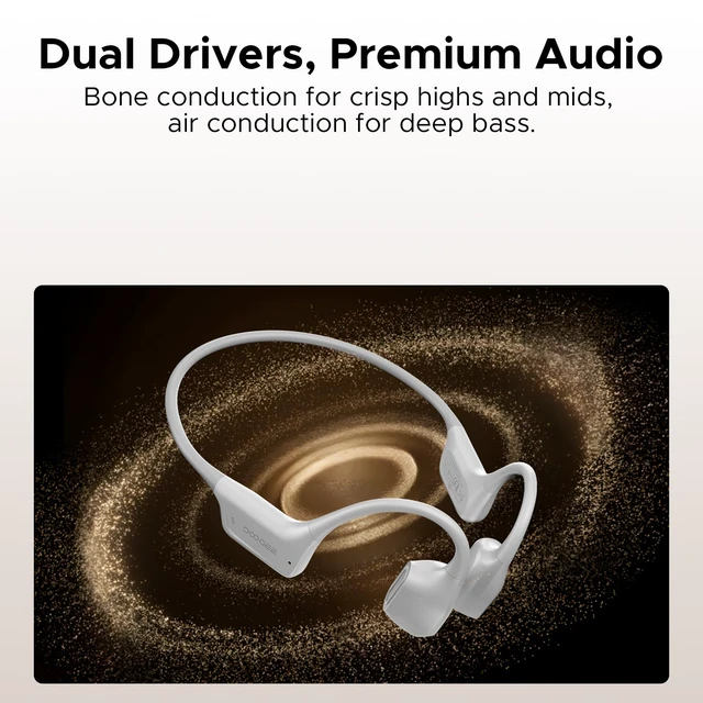 Alt view image 3 of 7 - Bone Air Swim Bone Conduction Headphones Open Ear Wireless Waterproof Headphones 64GB IP68 Dual Conduction Headphones 8H Playtime Open Ear Sports Headphones for Cycling Swiming - LGray