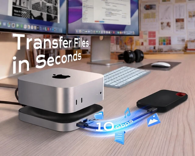 Alt view image 4 of 7 - Gadget Mac mini M4 Dock, 8TB M.2 NVMe/SATA SSD Enclosure & Stand, 4K@144Hz HDMI 2.1, 10Gbps USB-C & USB-A Hub, SD/TF Card Reader, 3.5mm Audio, Aluminum Docking Station for Mac mini M4 & M4 Pro