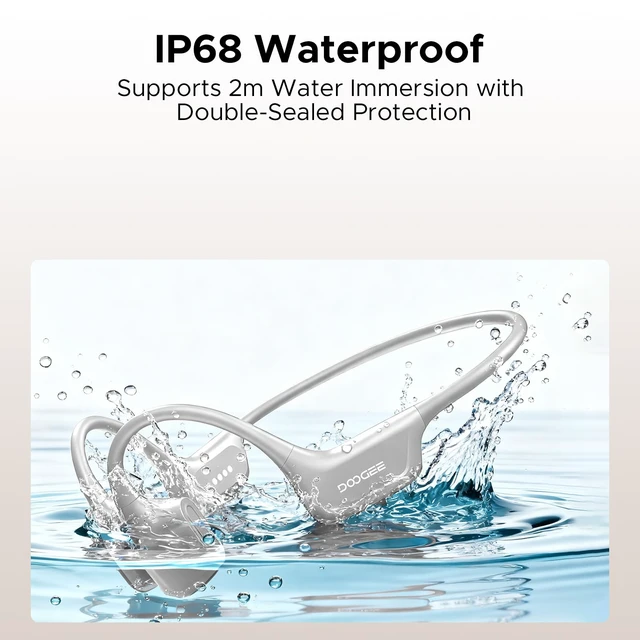 Alt view image 4 of 7 - Bone Air Swim Bone Conduction Headphones Open Ear Wireless Waterproof Headphones 64GB IP68 Dual Conduction Headphones 8H Playtime Open Ear Sports Headphones for Cycling Swiming - LGray