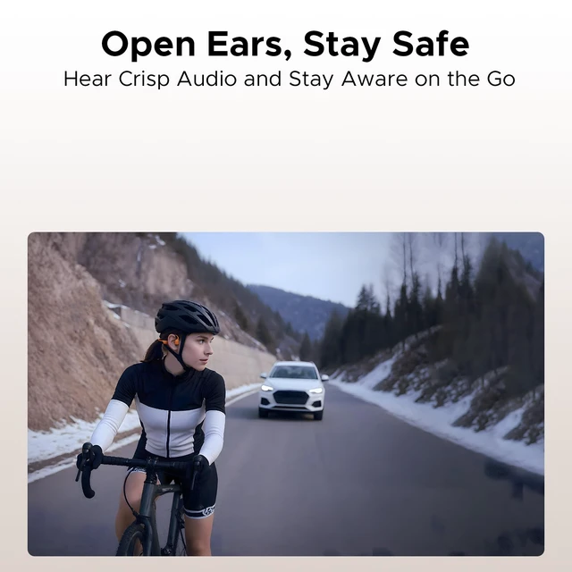 Alt view image 6 of 7 - Bone Air Swim Bone Conduction Headphones Open Ear Wireless Waterproof Headphones 64GB IP68 Dual Conduction Headphones 8H Playtime Open Ear Sports Headphones for Cycling Swiming - Orange