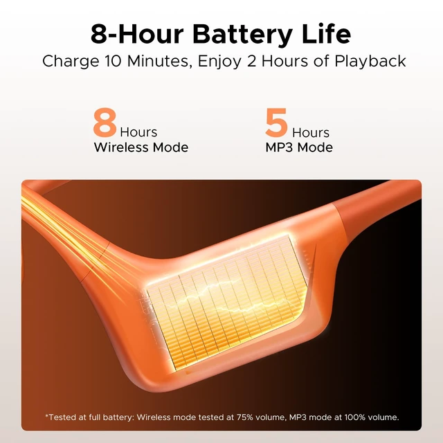 Alt view image 7 of 7 - Bone Air Swim Bone Conduction Headphones Open Ear Wireless Waterproof Headphones 64GB IP68 Dual Conduction Headphones 8H Playtime Open Ear Sports Headphones for Cycling Swiming - Orange