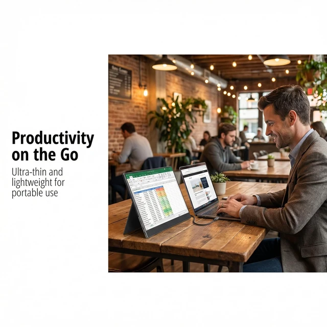Alt view image 7 of 7 - 17.3 Inch Portable Monitor, 1600×900 Resolution, 16:9 Widescreen TN Display, Ultra-Slim External Second Monitor for Laptop, Phone, PS5, Xbox, Switch, PC