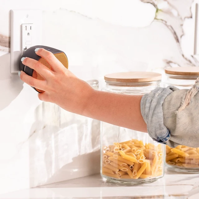 Alt view image 7 of 7 - Newport Plug-in Outlet Speaker with Bluetooth 5.1 and Built-in USB Type-A Charging Port (Orange/Black)