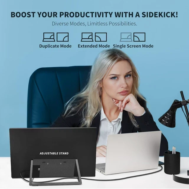 Alt view image 7 of 7 - 18.5 inch Portable Monitor + Sleeve 120Hz 1080P,100% sRGB FHD HDR USB HDMI with VESA Ultra Slim Portable Laptop Office Monitor,for Computer Switch Phone Game Devices