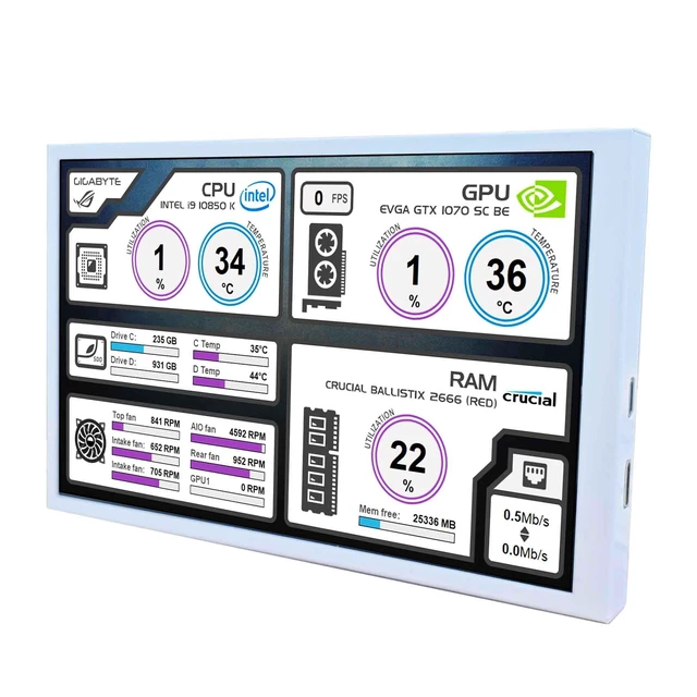 Alt view image 2 of 7 - 8 Inch Mini LCD Monitor IPS 1280x800 Small Portable Monitor,White with Mini H/D Interface,for DIY Secondary Display/PC Case Internal Screen