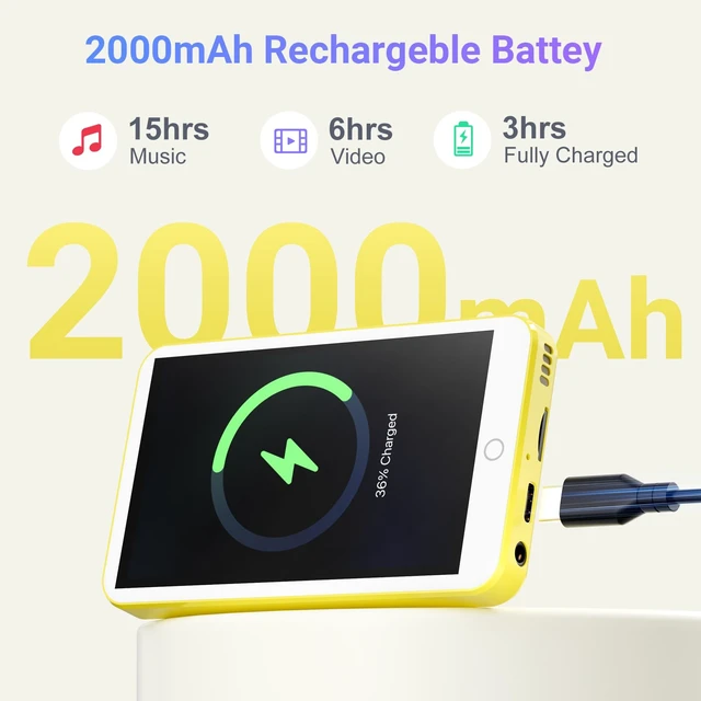 Alt view image 6 of 7 - 80GB MP3 Player with Bluetooth and WiFi, 4.0" IPS Touch Screen MP3 Player with Speaker, Music Player with Spotify, Audible, Music, MP4 Android Music Player Up to 512GB (Yellow)