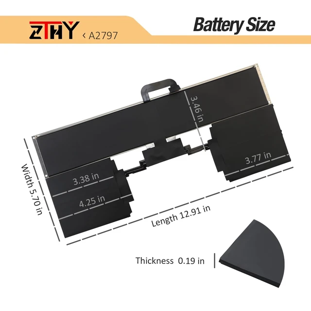 Alt view image 7 of 7 - A2797 Laptop Battery Replacement for MacBook Air 15-inch A2941 (M2,2023) A3114(M3,2024) MRYQ3LL/A MQKX3LL/A MQKP3LL/A MXD13LL/A MQKQ3LL/A MRYN3LL/A MQKW3LL/A MQKT3LL/A MXD33LL/A 66.5Wh 5762mAh