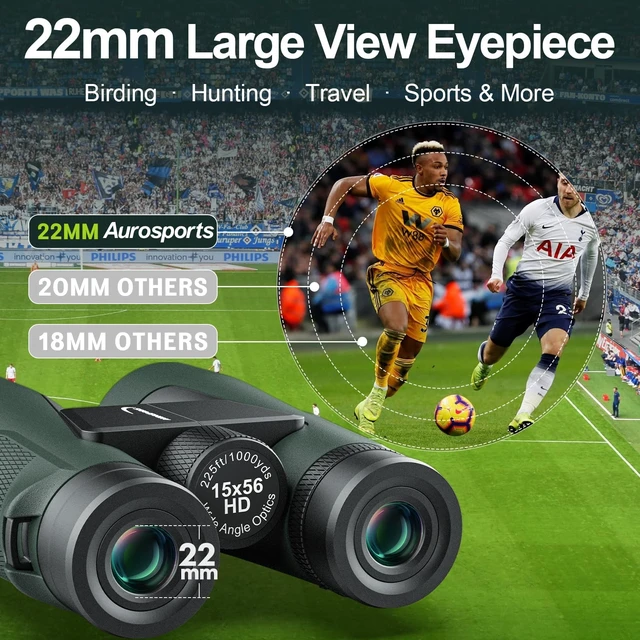 Alt view image 6 of 7 - 15x56 Binoculars for Adults High Powered Cruise Ship Bird Bird Watching, FMC, BAK4, Large View, Large Lens, Hunting Wildlife Travel, Clear, Wide IPD Range, Non-Slip, Gift Men Green