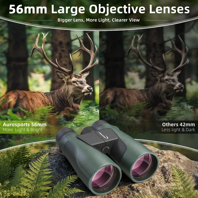 Alt view image 5 of 7 - 15x56 Binoculars for Adults High Powered Cruise Ship Bird Bird Watching, FMC, BAK4, Large View, Large Lens, Hunting Wildlife Travel, Clear, Wide IPD Range, Non-Slip, Gift Men Green