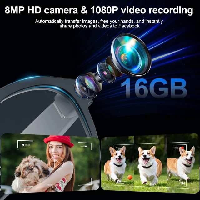 Alt view image 3 of 7 - AI Smart Glasses with Camera, 8MP Video Photochromic Bluetooth Sunglasses 8MP HD 1080P Camera, Open-Ear Audio, AI Object Recognition & Translation, Voice Assistant, Photochromic Color-Changing Lenses