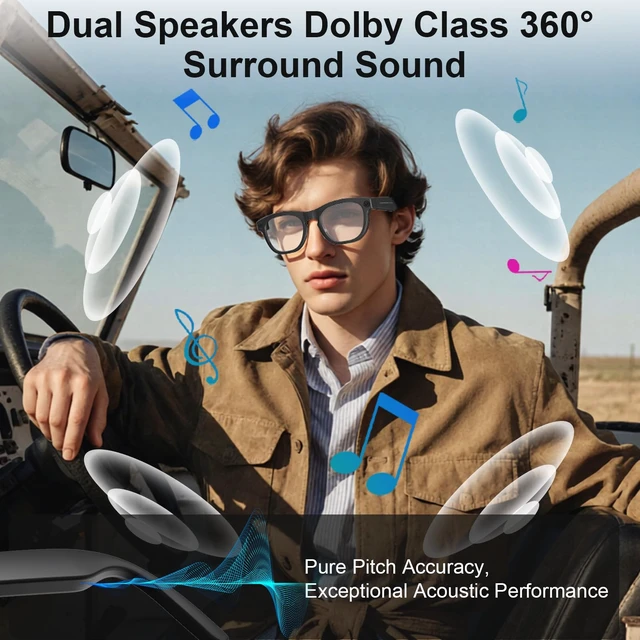 Alt view image 6 of 7 - AI Smart Glasses with Camera, 8MP Video Photochromic Bluetooth Sunglasses 8MP HD 1080P Camera, Open-Ear Audio, AI Object Recognition & Translation, Voice Assistant, Photochromic Color-Changing Lenses