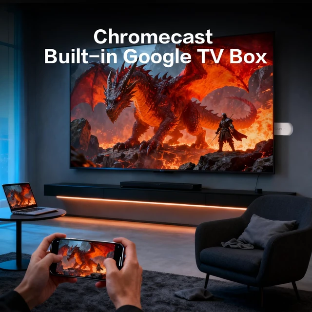 Alt view image 5 of 7 - KP2 Android TV Stick 2GB RAM 8GB ROM Android 14 Amlogic S905Y4 Quad-Core Processor 4K HDR Chromecast Built-in Dolby Audio Voice Assistant, White