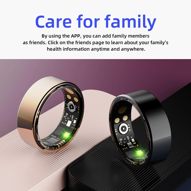 Alt view image 3 of 7 - Smart Ring for Women & Men, Sleep & Health Tracker Ring, Black 7# 24/7 Fitness Ring Stainless Steel, Waterproof, Free APP for iOS & Android, No Subscription, Heart Rate & Activity Tracking