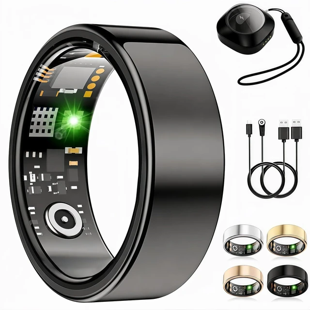 Main image of Smart Ring Fitness Tracker for Women Men without Subscription Black,11 Health Rings Gen4, 24/7 Heart Rate/SpO2/Stress/Sleep Monitor, 50M Waterproof, Dual Charge, 140 Sport Modes for Every Activity
