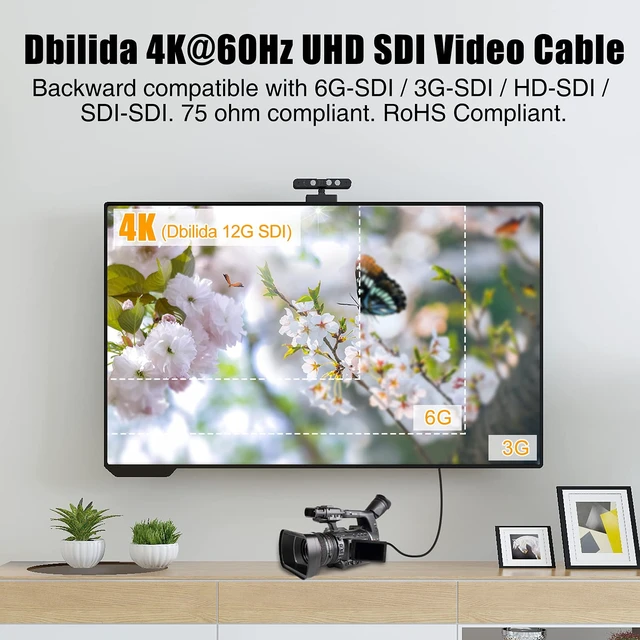 Alt view image 3 of 7 - 12G SDI Cable 75 ft, 4K@60Hz RG11 SDI Video Cable 75ohm BNC Cable 16AWG Supports 6G/3G-SDI/HD-SDI for Video Security Camera, Blackmagic SDI Converter