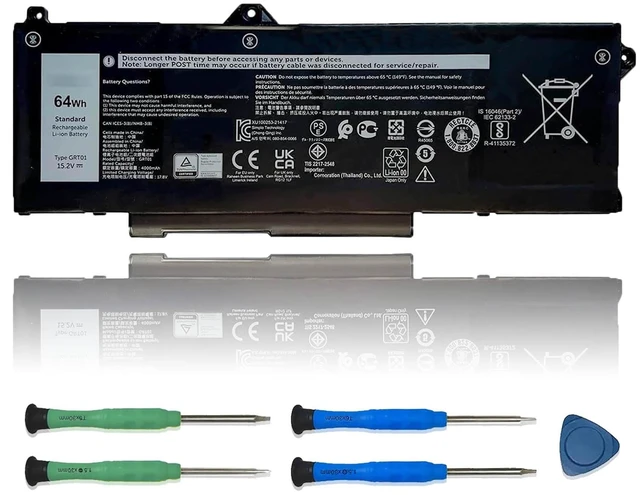Main image of GRT01 Laptop Battery Replacement for Dell Latitude 5421 5431 5521 5531 Precision 3561 3470 3571 3581 3591 Mobile Workstation Alienware m17 R5 AMD Series 9JRV0 00P3TJ 0R05P0 05RGW 15.2V 64Wh 4000mAh