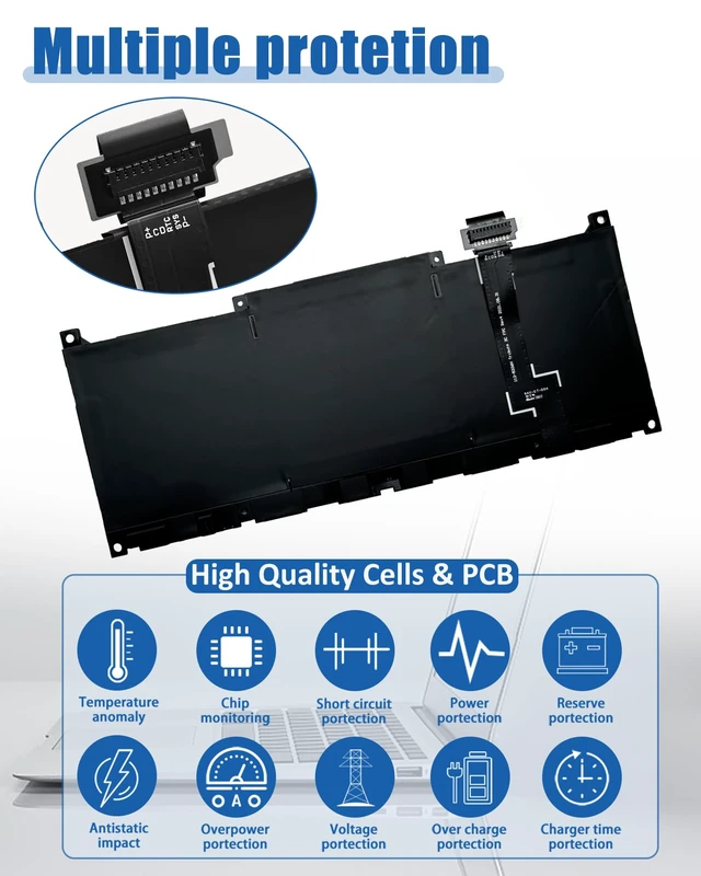 Alt view image 7 of 7 - 55Wh MN79H Battery Replacement for Dell XPS 9320, XPS 13 Plus 9320, XPS 13 9340 9345 Series Notebook XPS9320-7523BLK-PUS XPS9320-7585SLV-PUS, J7H5M 0J7H5M NXRKW 0NXRKW